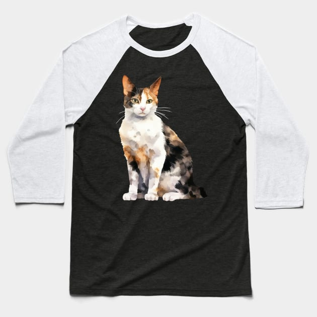 Japanese Bobtail Cat Baseball T-Shirt by DavidBriotArt